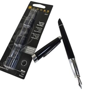 Cross Light Fountain Pen Med Black Lacquer Resin & Chrome with 8921 Cartridges